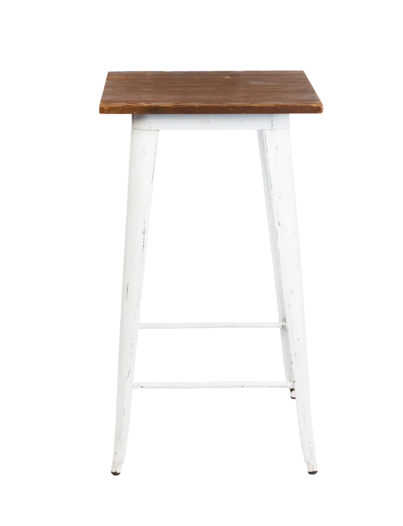 Timber Tolix Bar Table – Square (White Base)