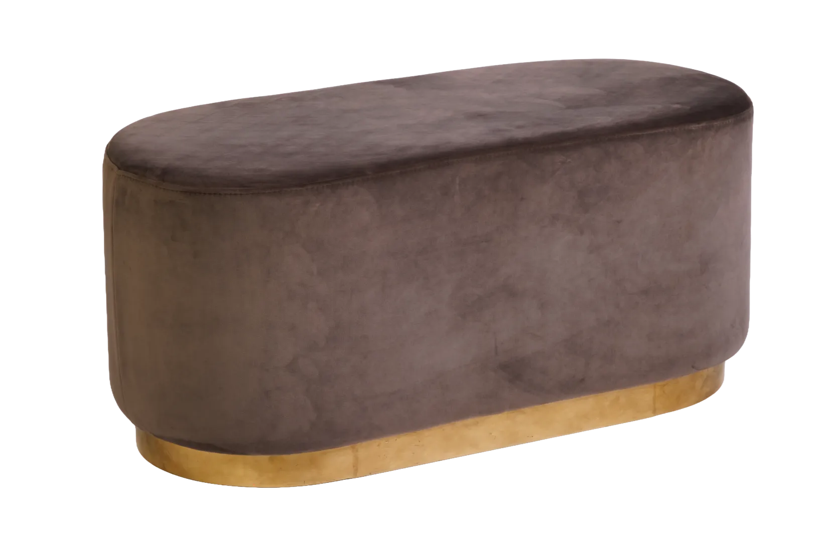 Velvet Brass Ottoman Bench (Grey)