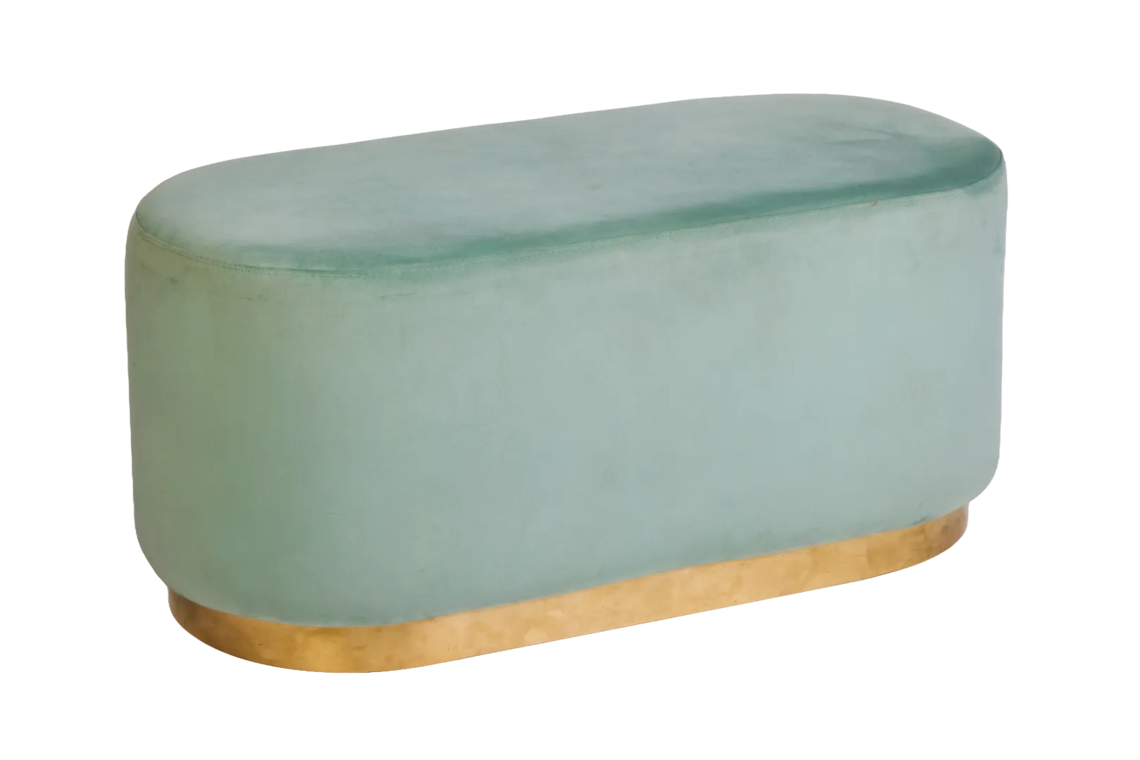 Velvet Brass Ottoman Bench (Mint)