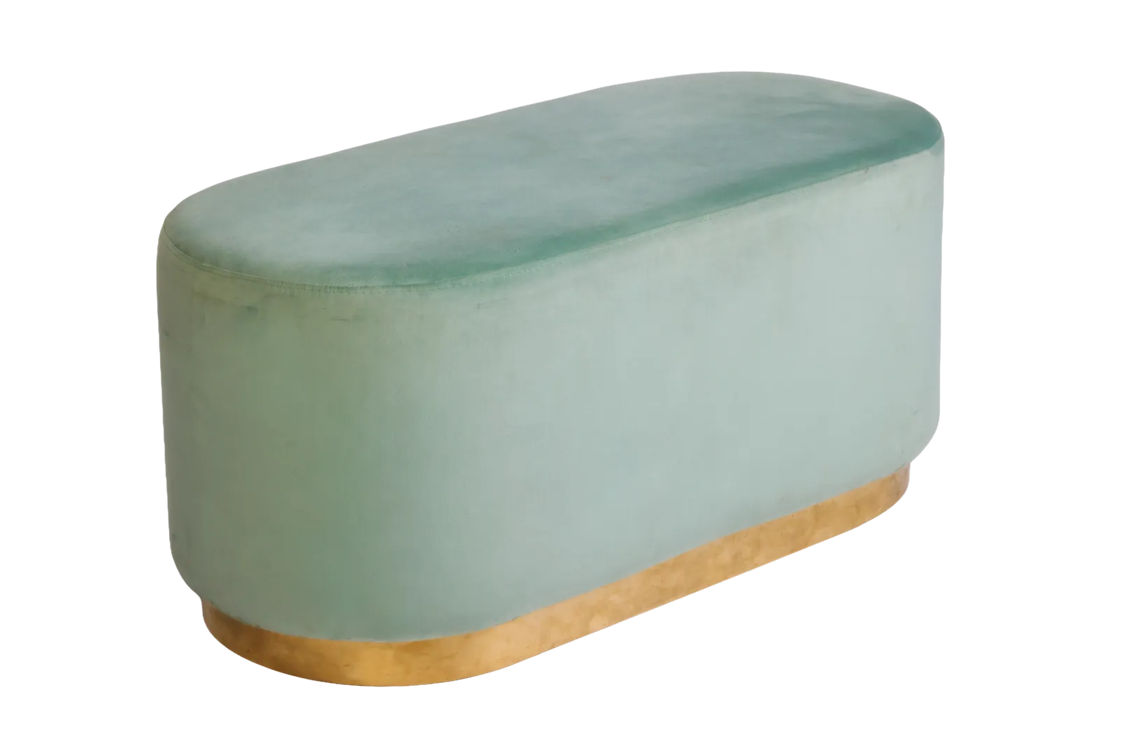 Velvet Brass Ottoman Bench (Mint)
